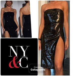 ‼️WOW‼️New York & Company Black 🖤Sequin Strapless Dress‼️NWT‼️🖤🖤🖤🖤🖤🖤🖤🖤🖤🖤